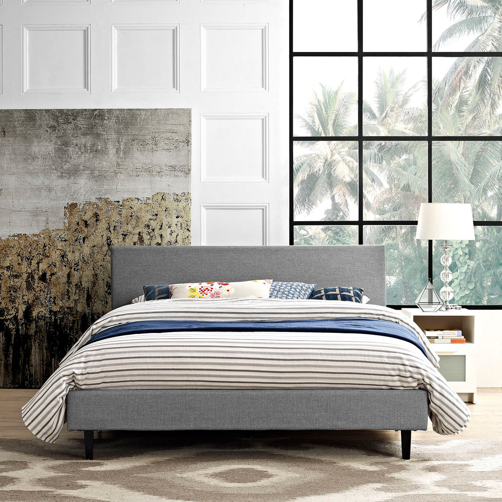 Anya Queen Bed in Light Gray