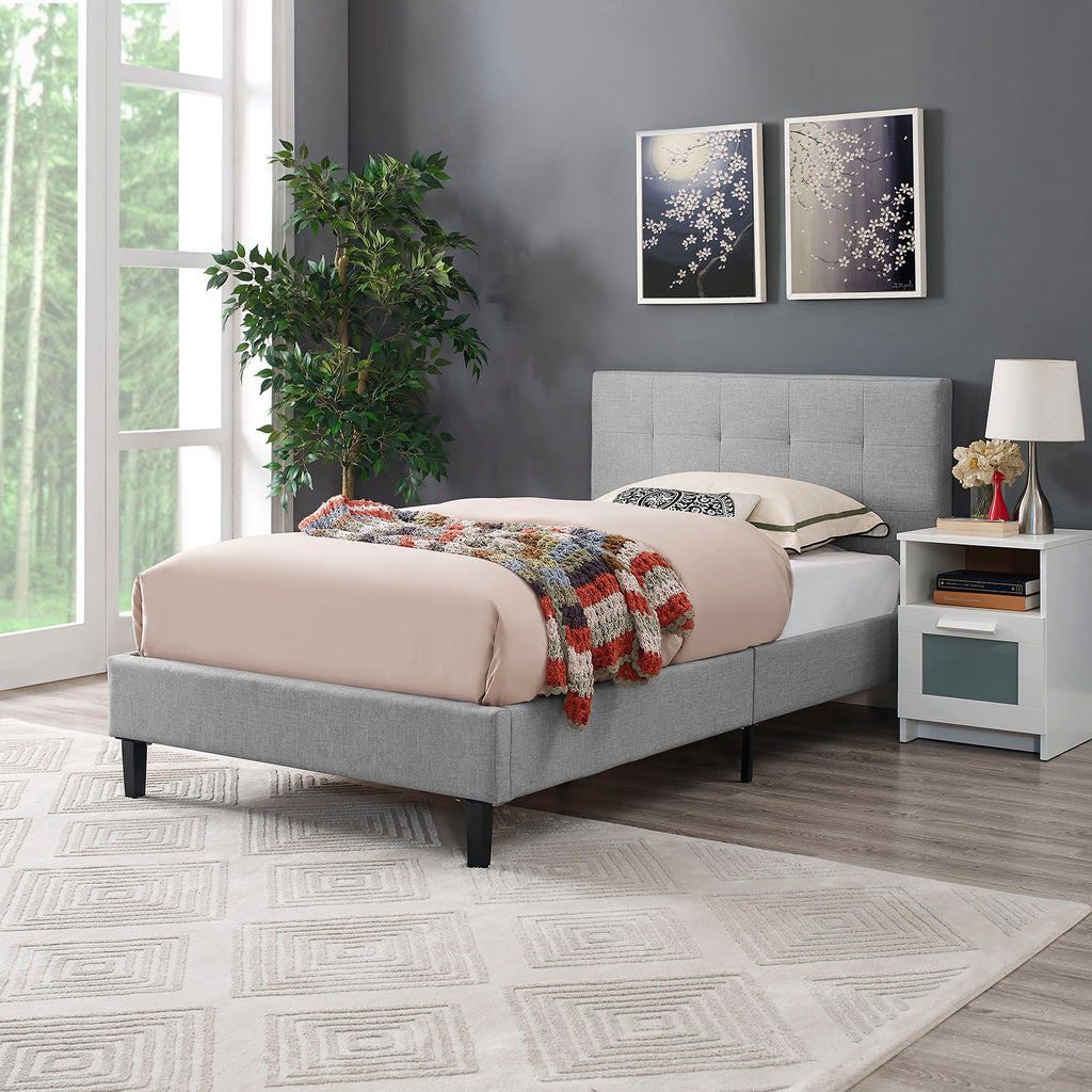 Linnea Twin Bed in Light Gray