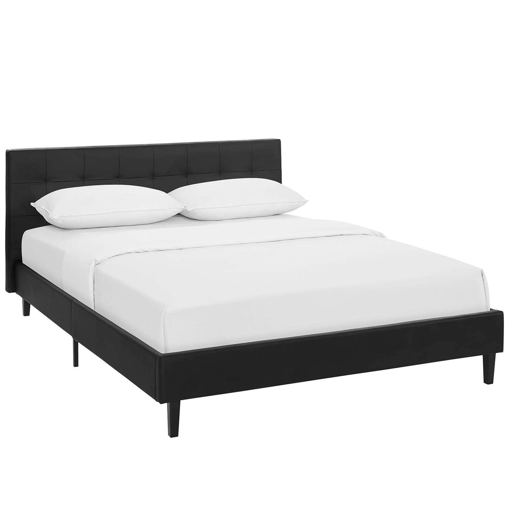 Linnea Full Faux Leather Bed in Black