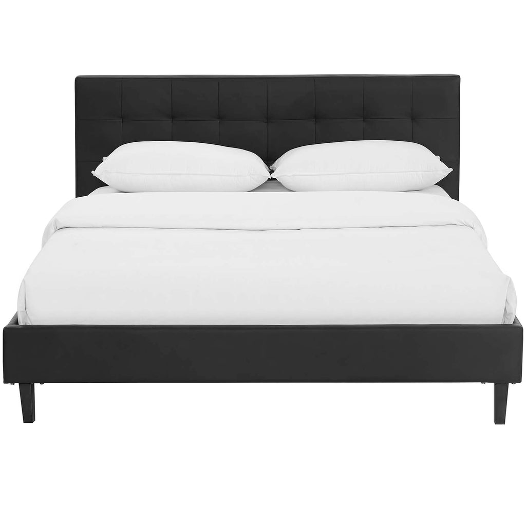 Linnea Full Faux Leather Bed in Black