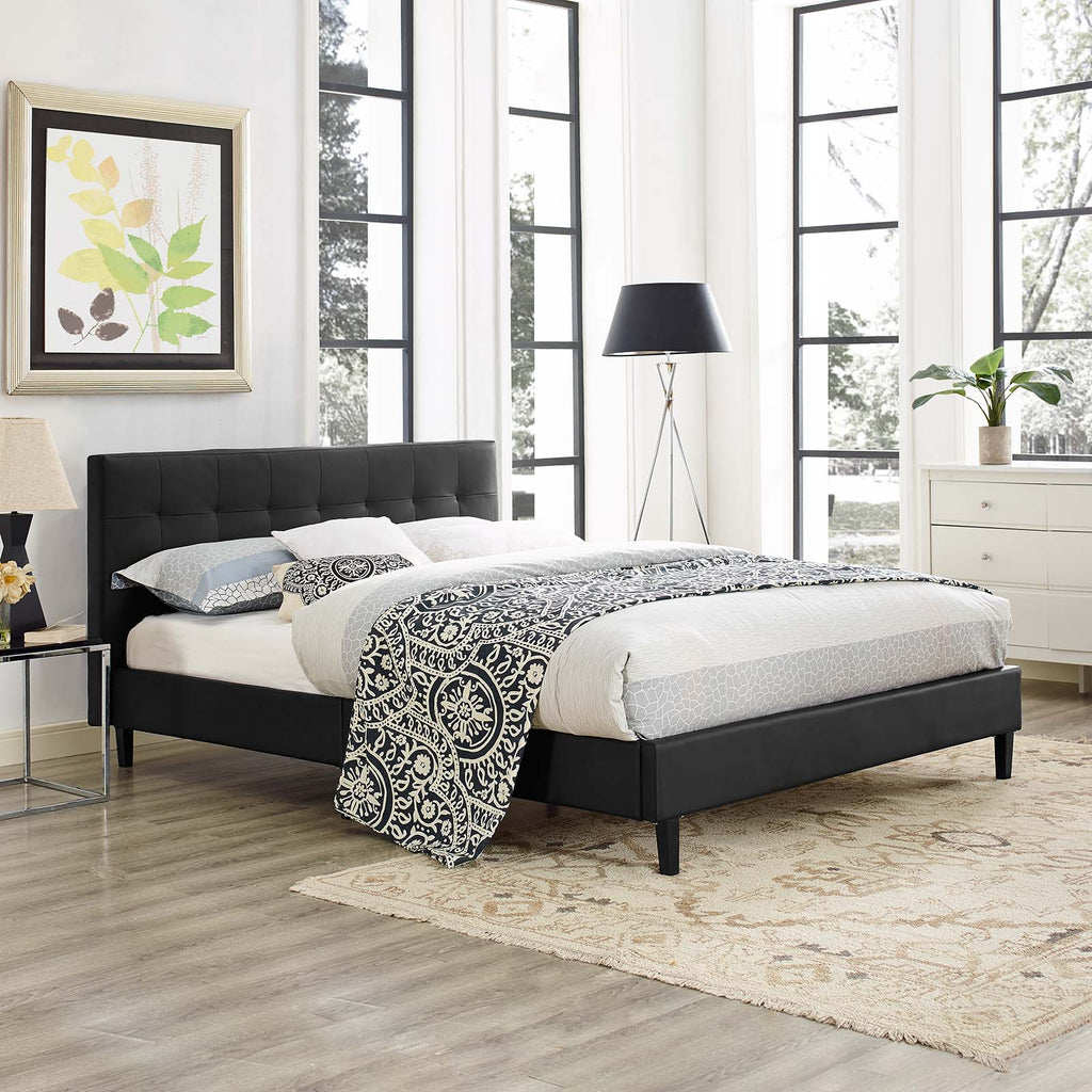 Linnea Full Faux Leather Bed in Black