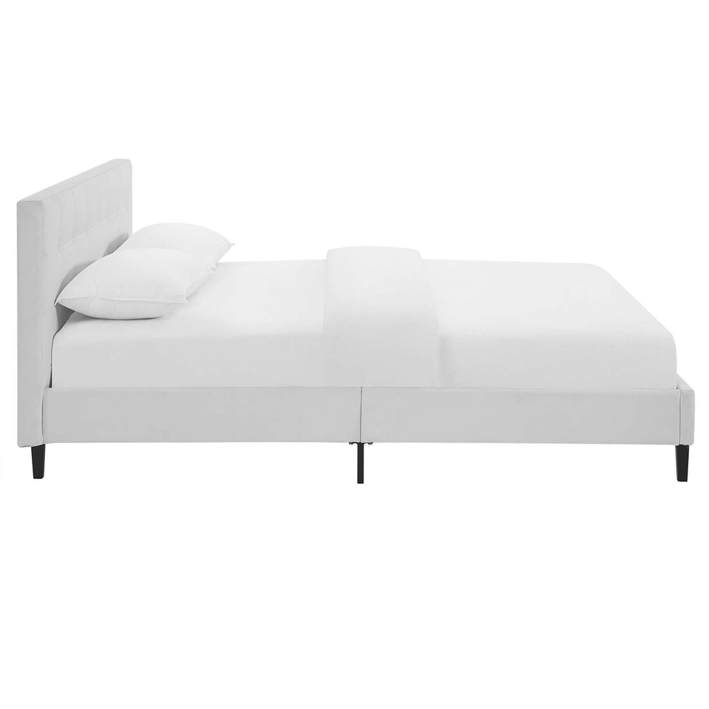 Linnea Full Faux Leather Bed in White