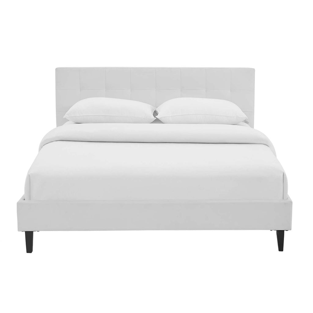 Linnea Full Faux Leather Bed in White