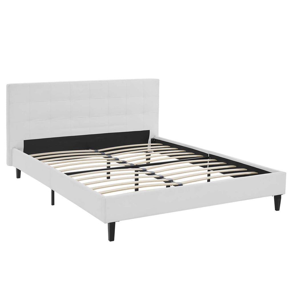 Linnea Queen Faux Leather Bed in White