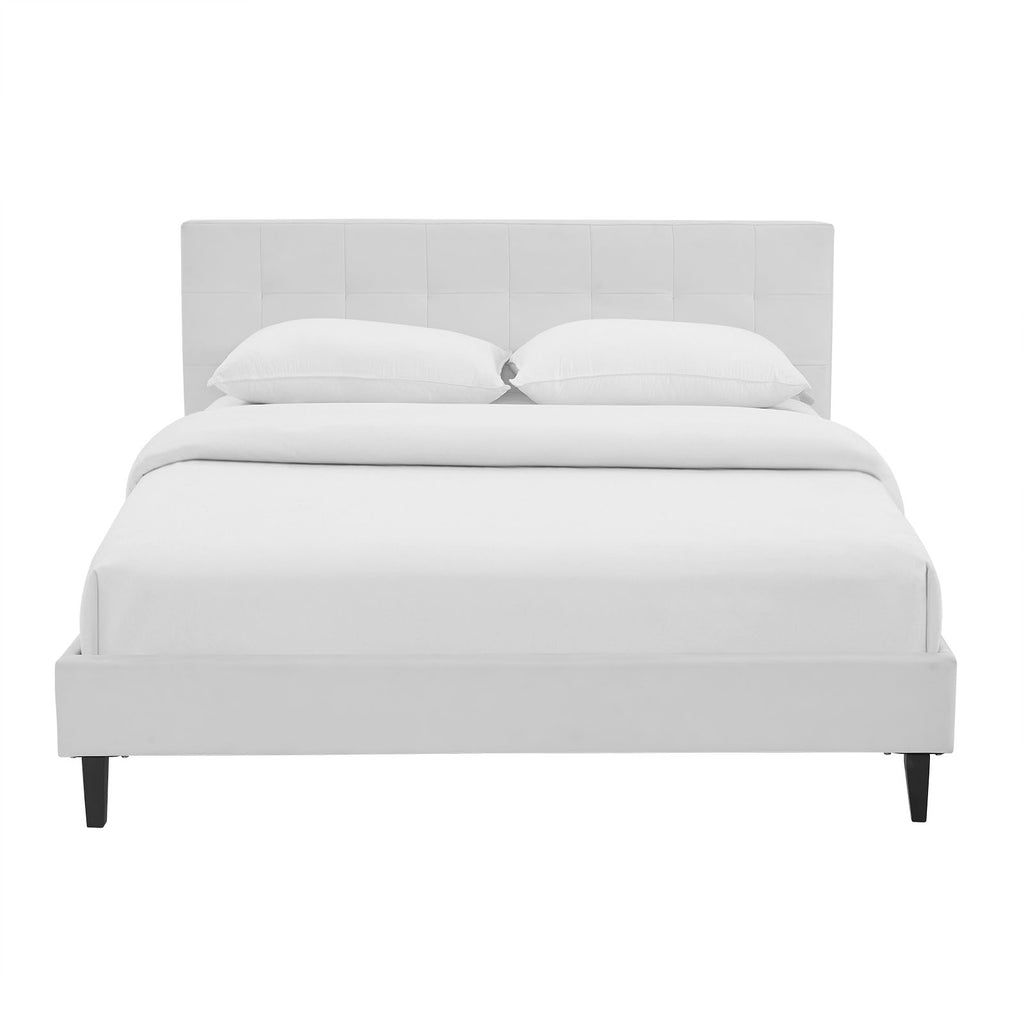 Linnea Queen Faux Leather Bed in White