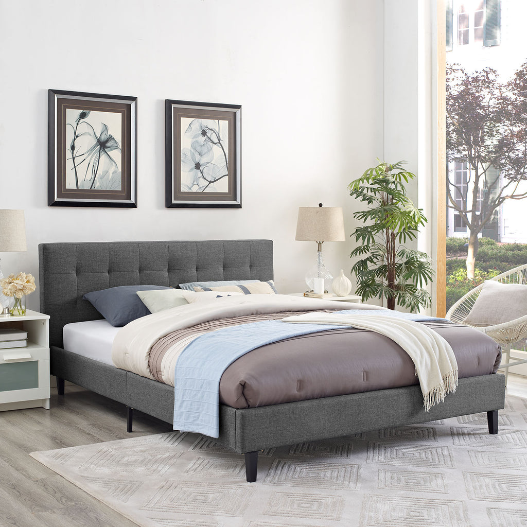 Linnea Queen Fabric Bed in Gray