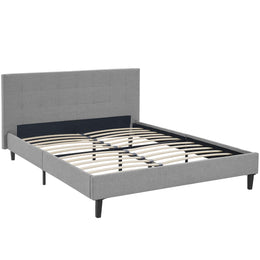 Linnea Queen Fabric Bed in Light Gray