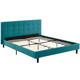 Linnea Queen Fabric Bed in Teal