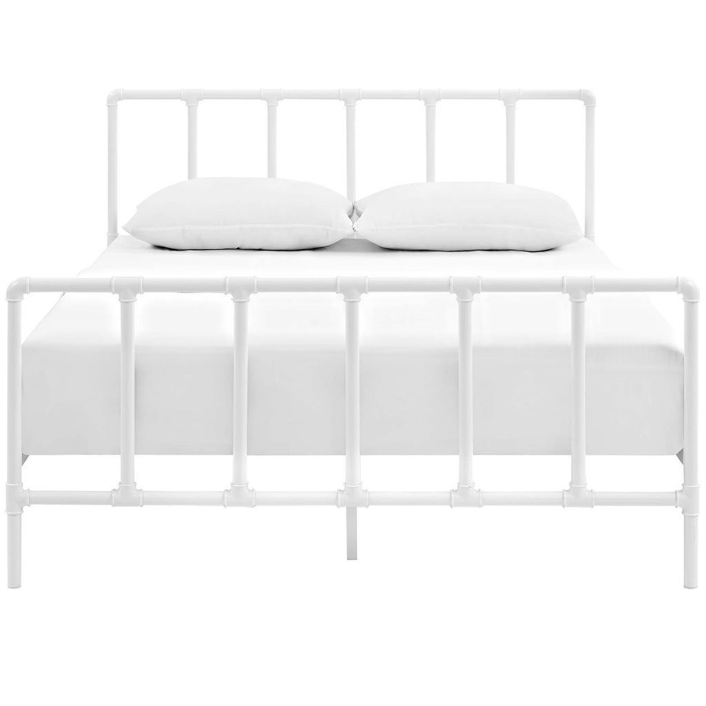 Dower Queen Stainless Steel Bed in White