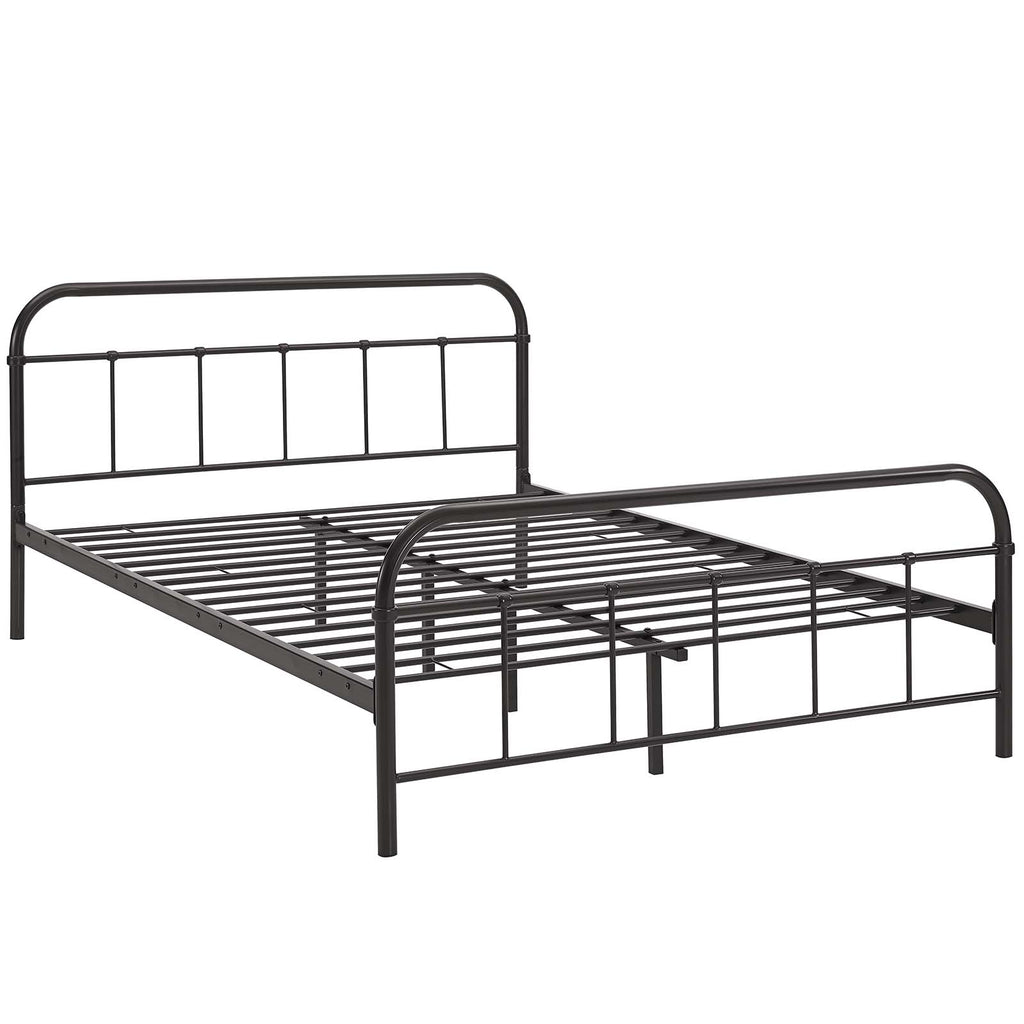 Maisie Queen Stainless Steel Bed Frame in Brown