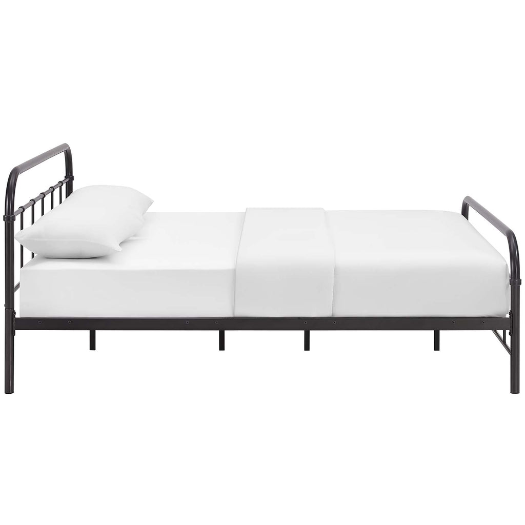 Maisie Queen Stainless Steel Bed Frame in Brown