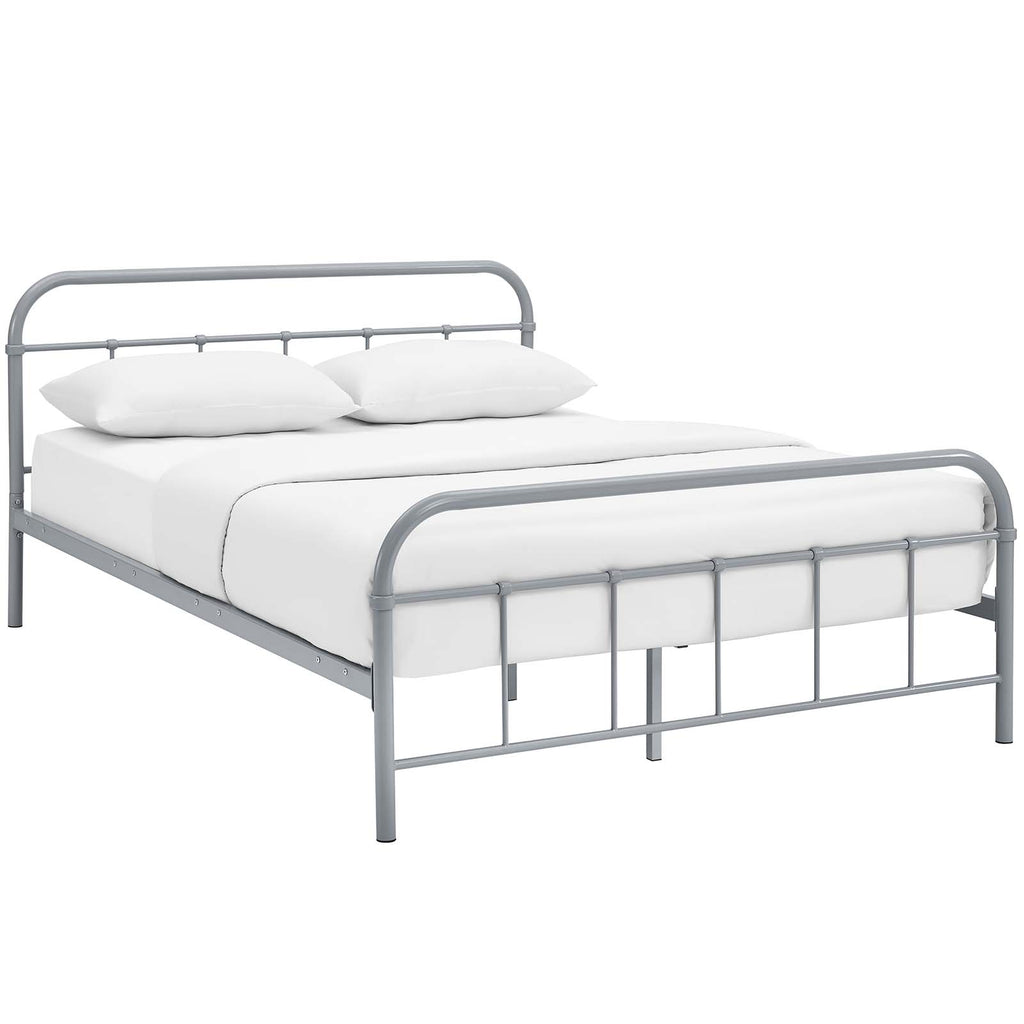 Maisie Queen Stainless Steel Bed Frame in Gray