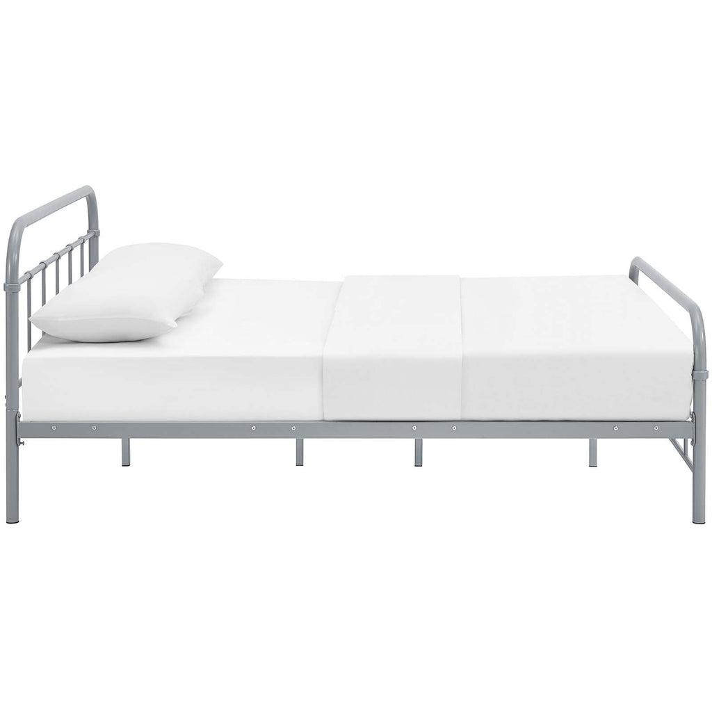 Maisie Queen Stainless Steel Bed Frame in Gray