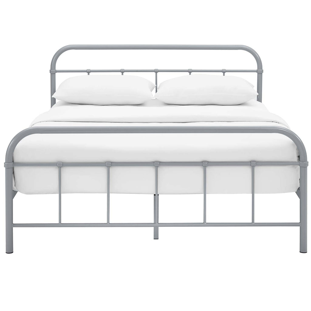 Maisie Queen Stainless Steel Bed Frame in Gray