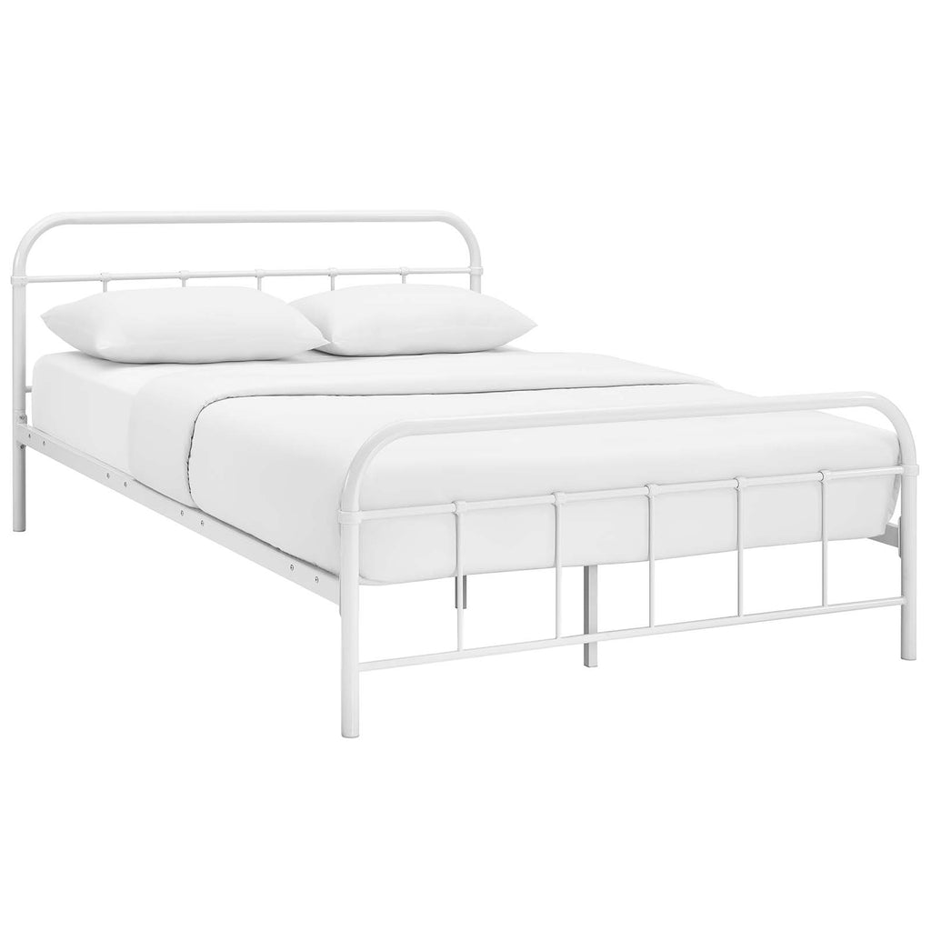 Maisie Queen Stainless Steel Bed Frame in White