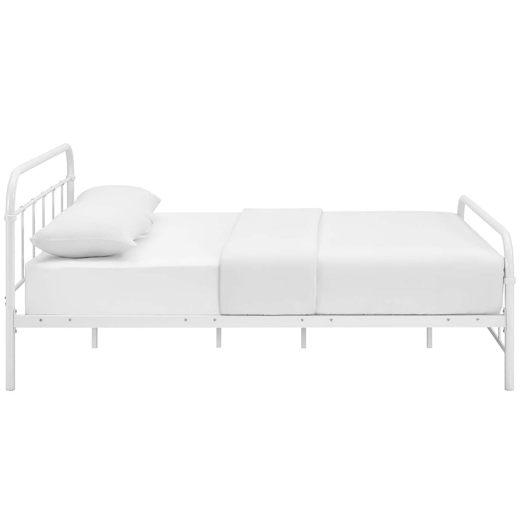 Maisie Queen Stainless Steel Bed Frame in White