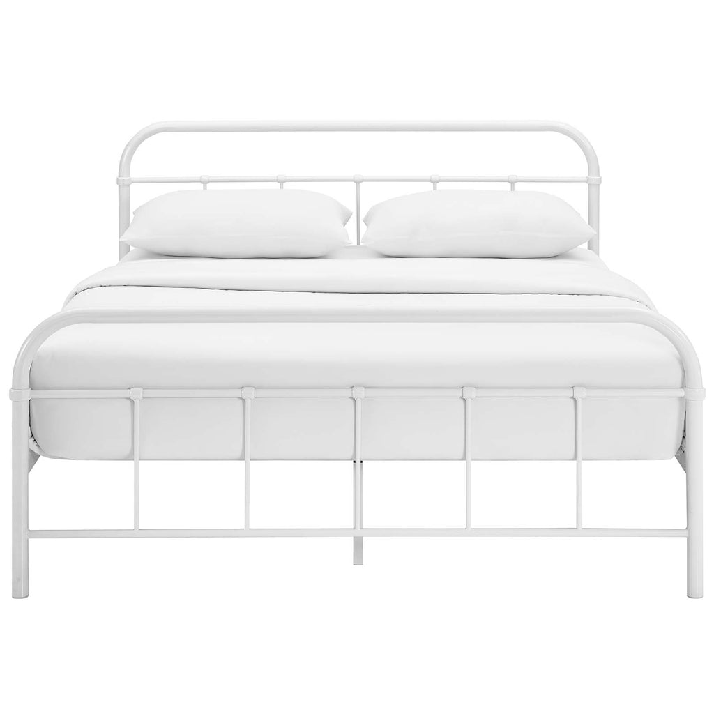 Maisie Queen Stainless Steel Bed Frame in White