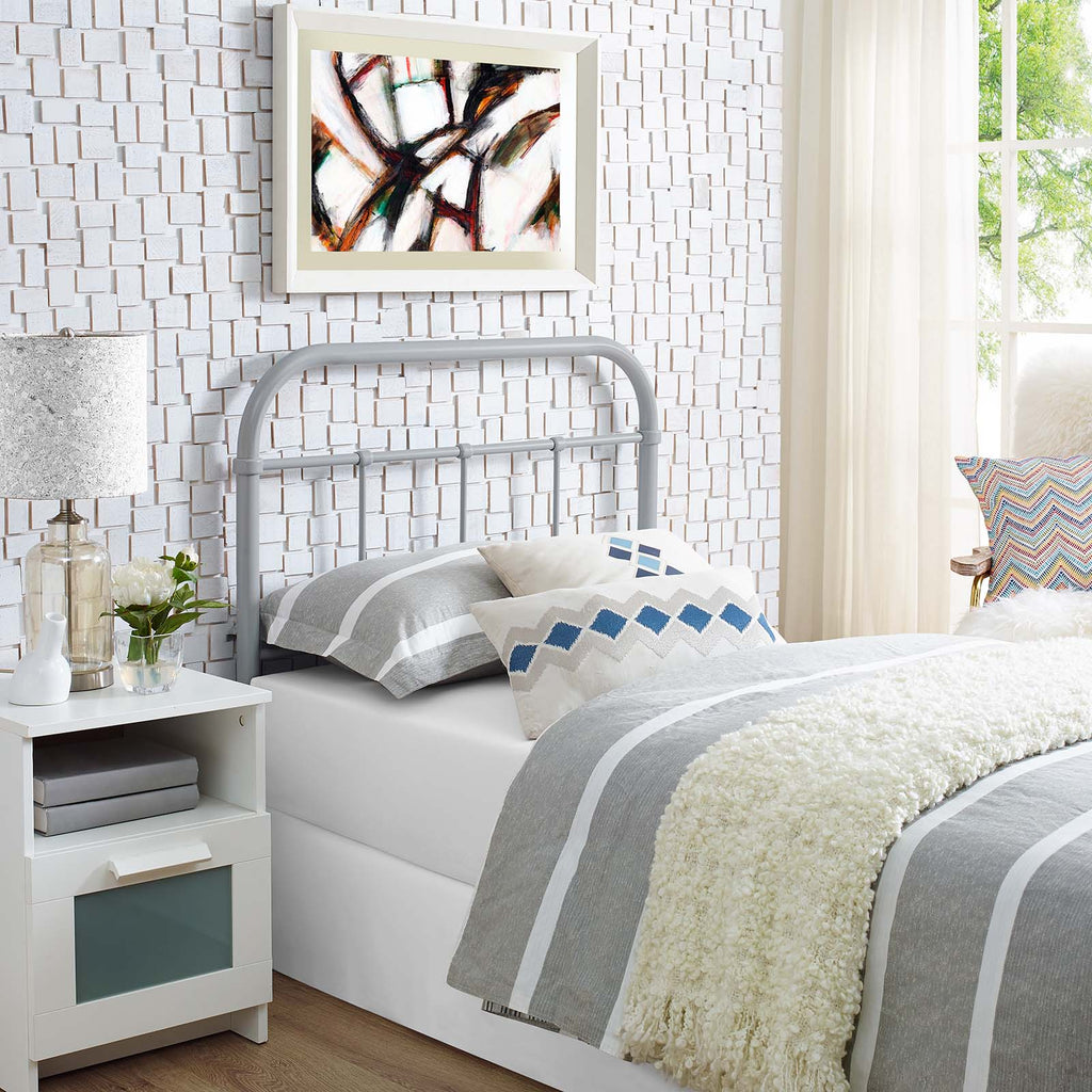 Serena Twin Steel Headboard in Gray