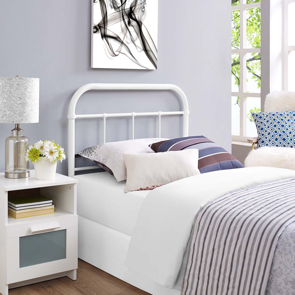 Serena Twin Steel Headboard in White