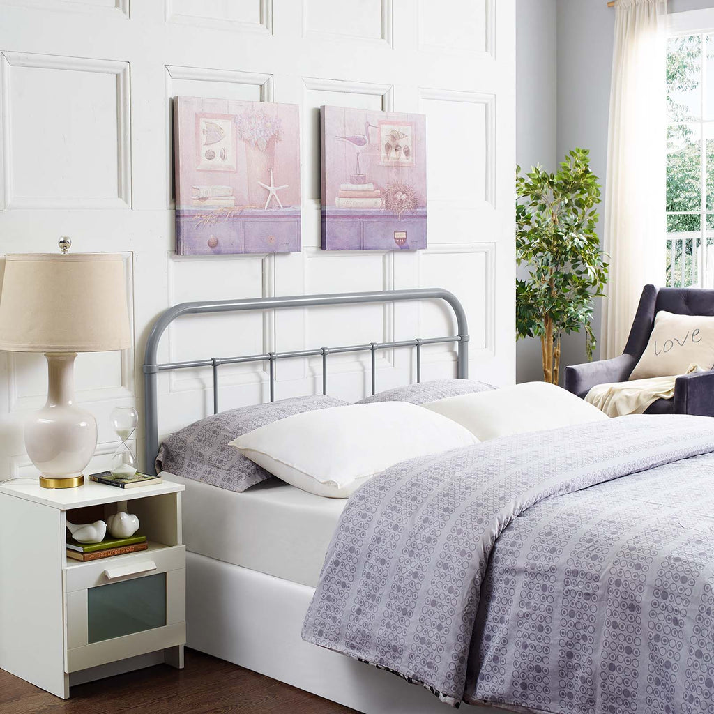 Serena Queen Steel Headboard in Gray