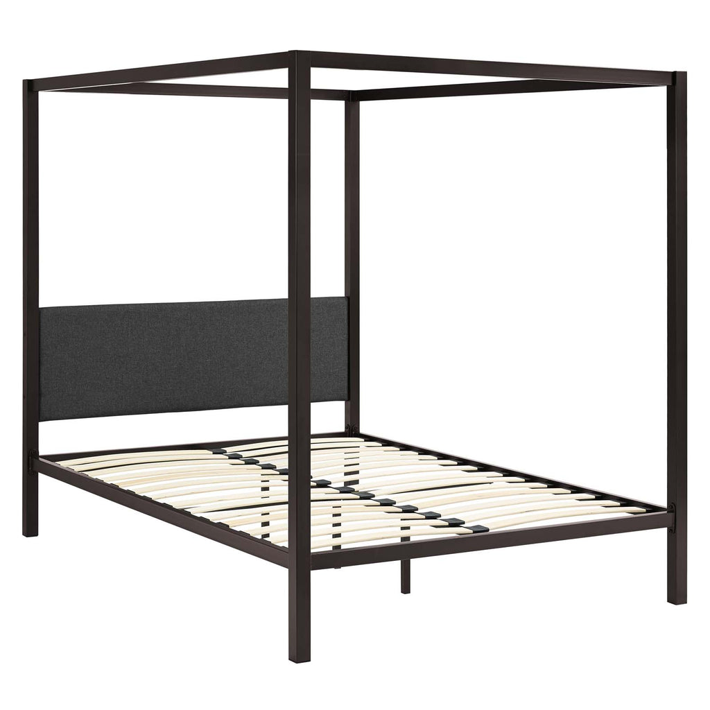 Raina Queen Canopy Bed Frame in Brown Gray