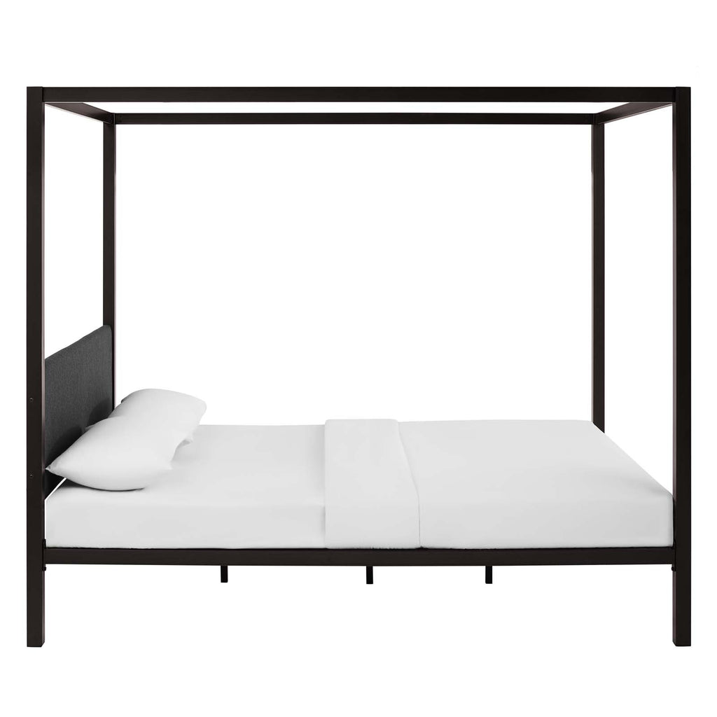 Raina Queen Canopy Bed Frame in Brown Gray