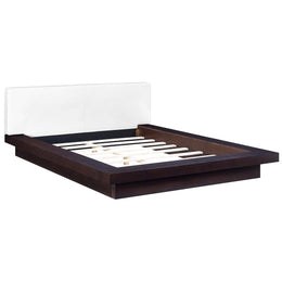 Freja Queen Vinyl Platform Bed in Cappuccino White