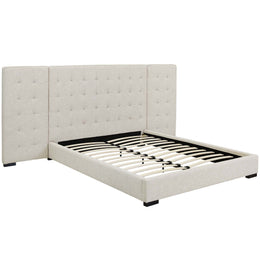 Sierra Queen Upholstered Fabric Platform Bed in Beige