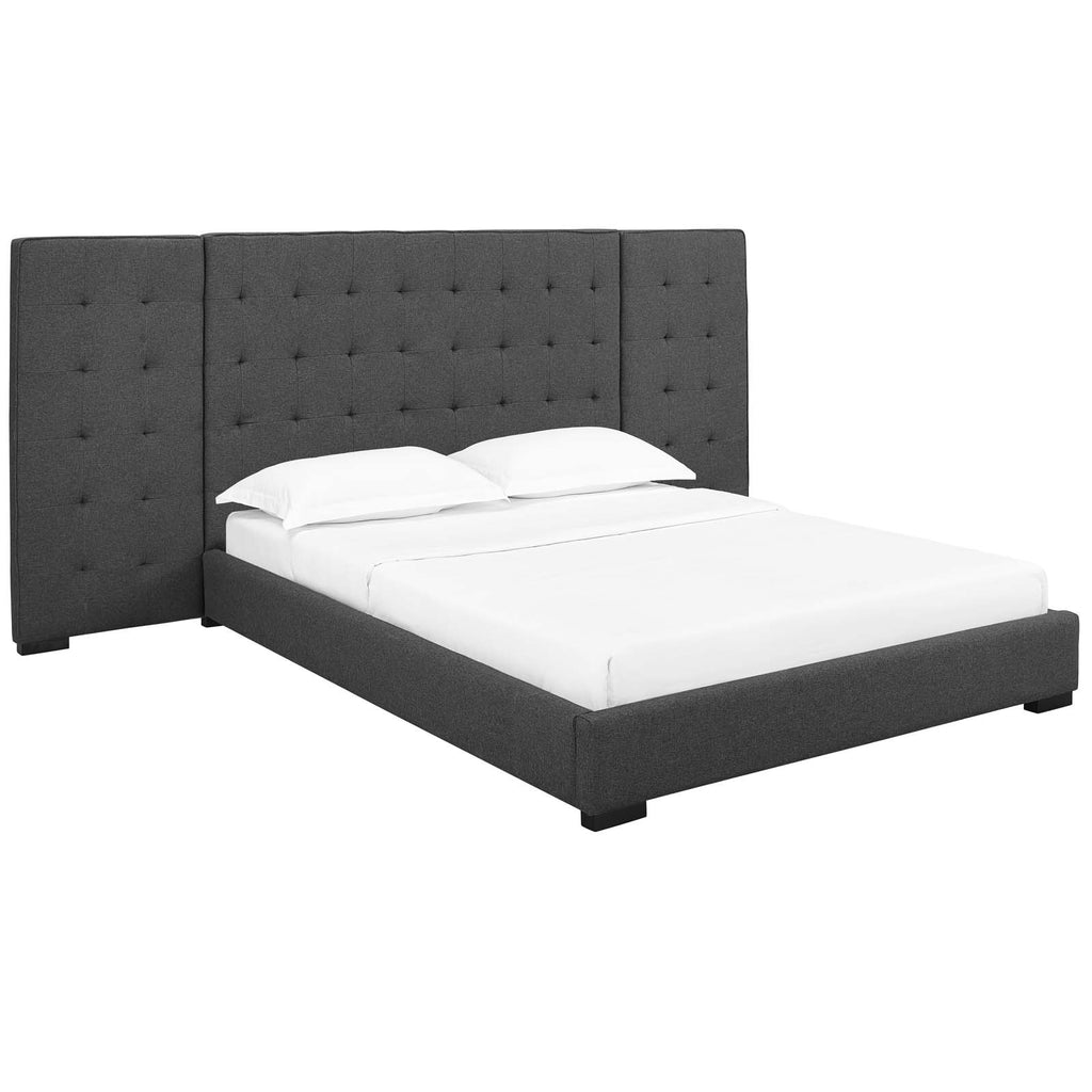Sierra Queen Upholstered Fabric Platform Bed in Gray