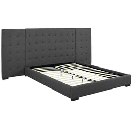 Sierra Queen Upholstered Fabric Platform Bed in Gray