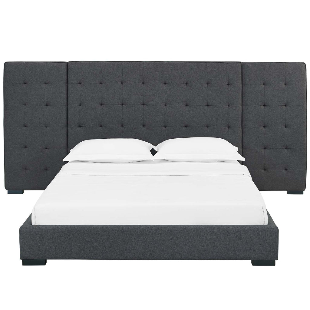 Sierra Queen Upholstered Fabric Platform Bed in Gray