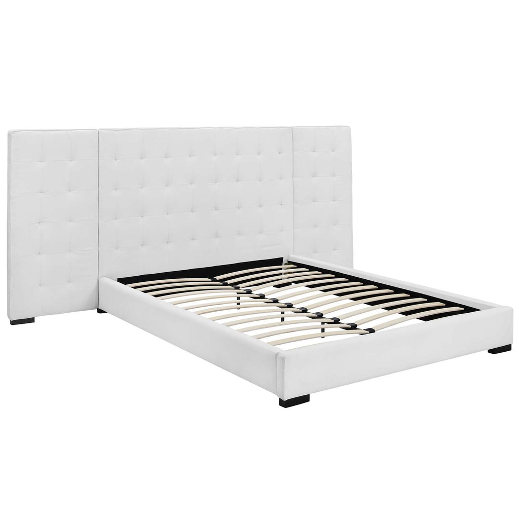 Sierra Queen Upholstered Fabric Platform Bed in White
