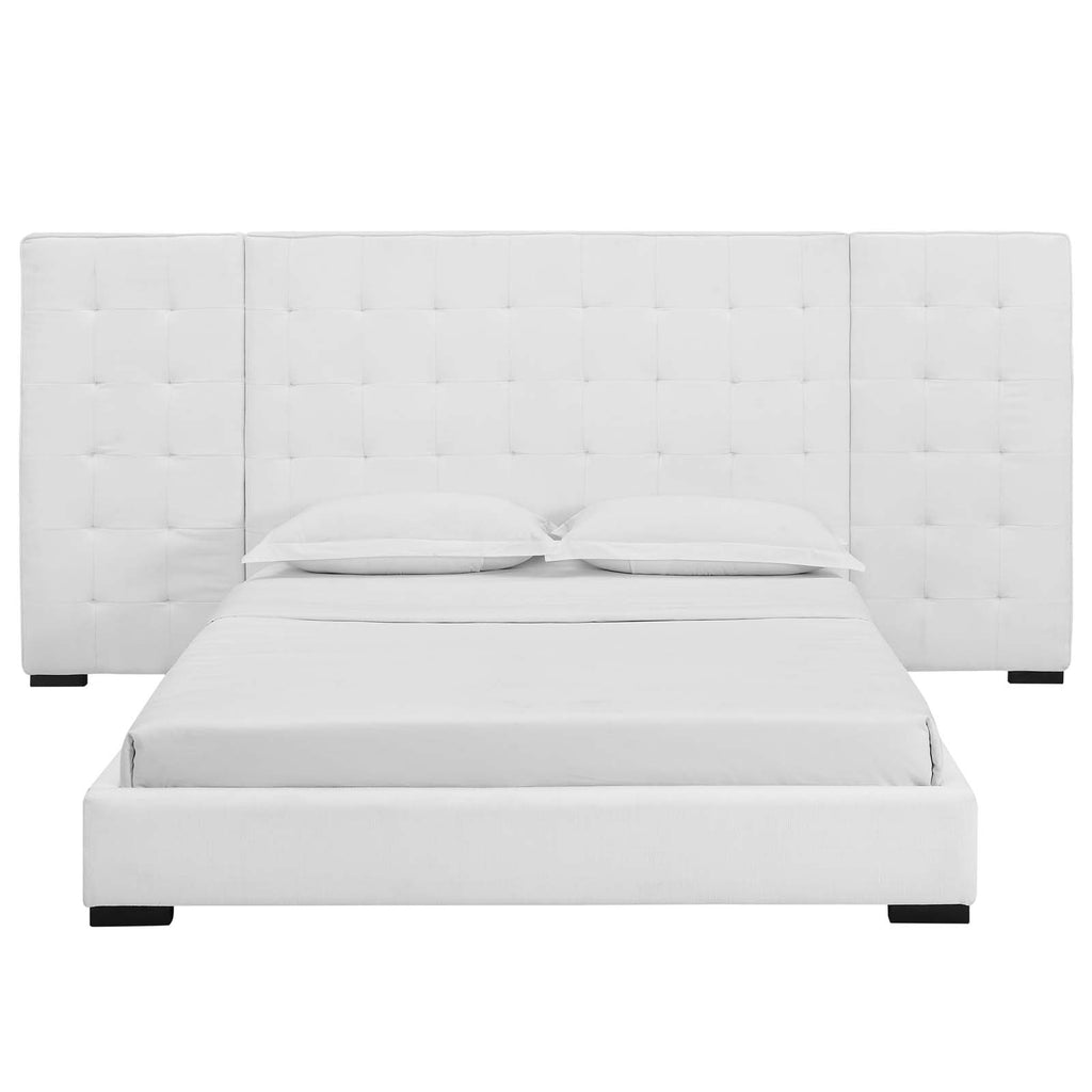 Sierra Queen Upholstered Fabric Platform Bed in White