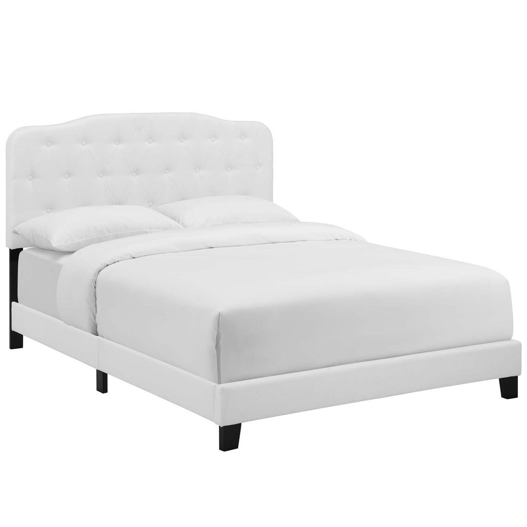 Amelia Twin Upholstered Fabric Bed in White