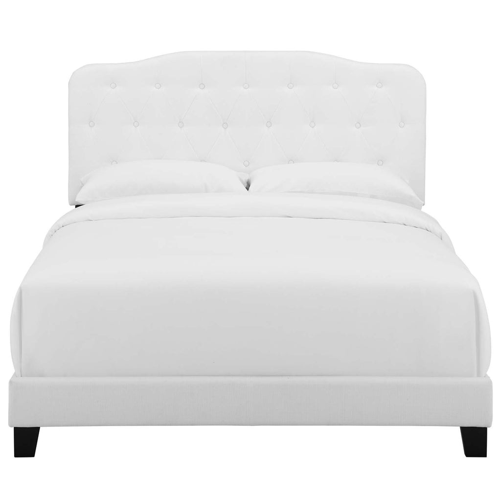 Amelia Twin Upholstered Fabric Bed in White