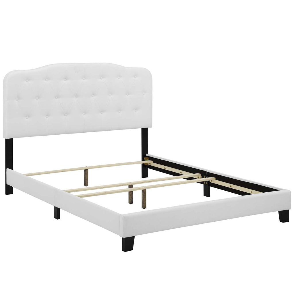 Amelia Queen Upholstered Fabric Bed in White