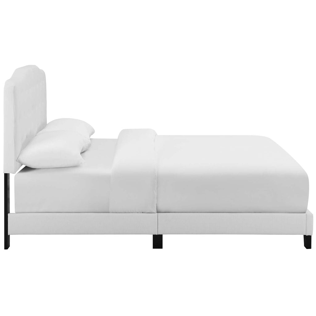 Amelia Queen Upholstered Fabric Bed in White