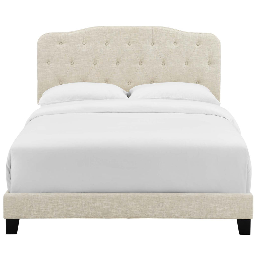 Amelia King Upholstered Fabric Bed in Beige