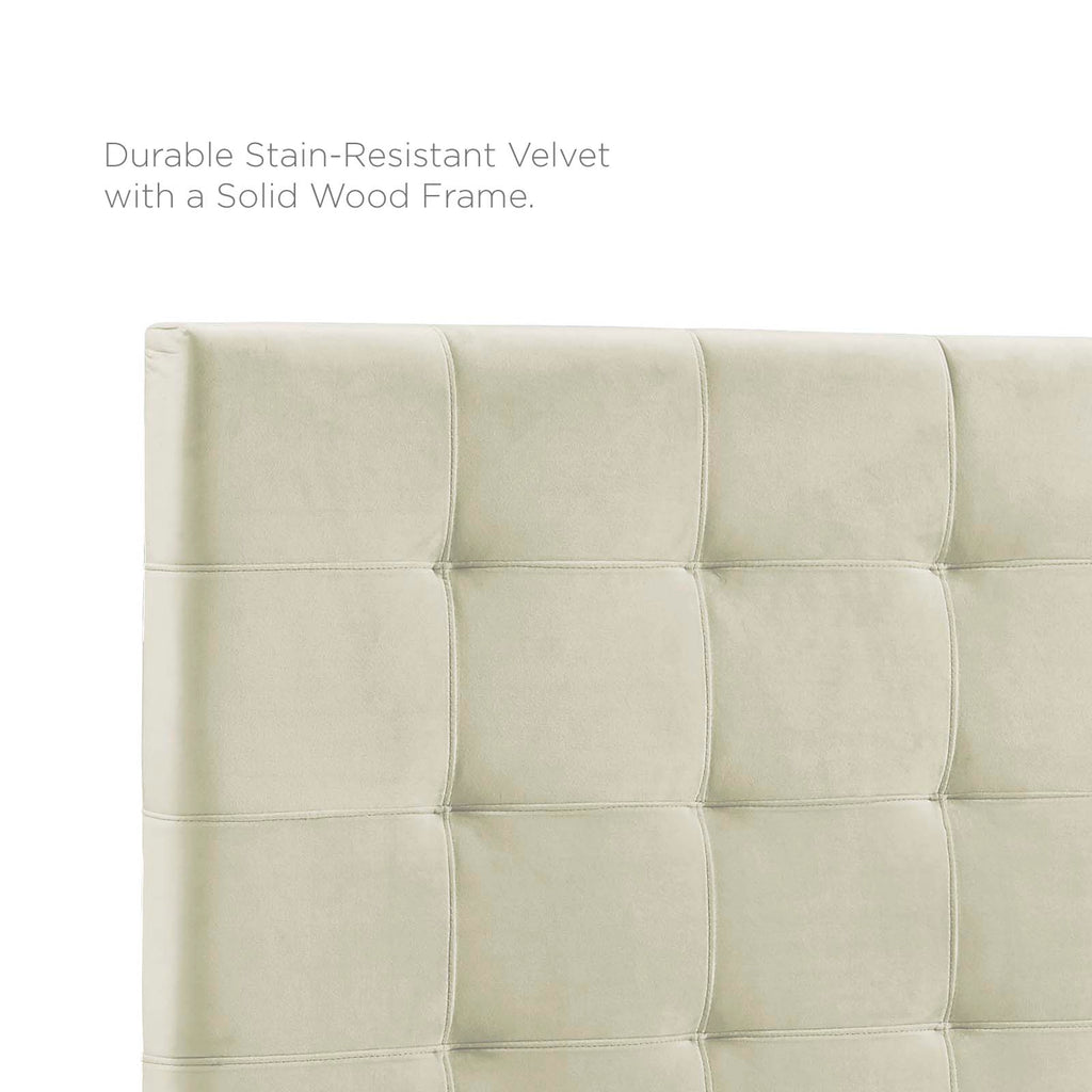 Paisley Tufted Full / Queen Upholstered Performance Velvet Headboard in Ivory