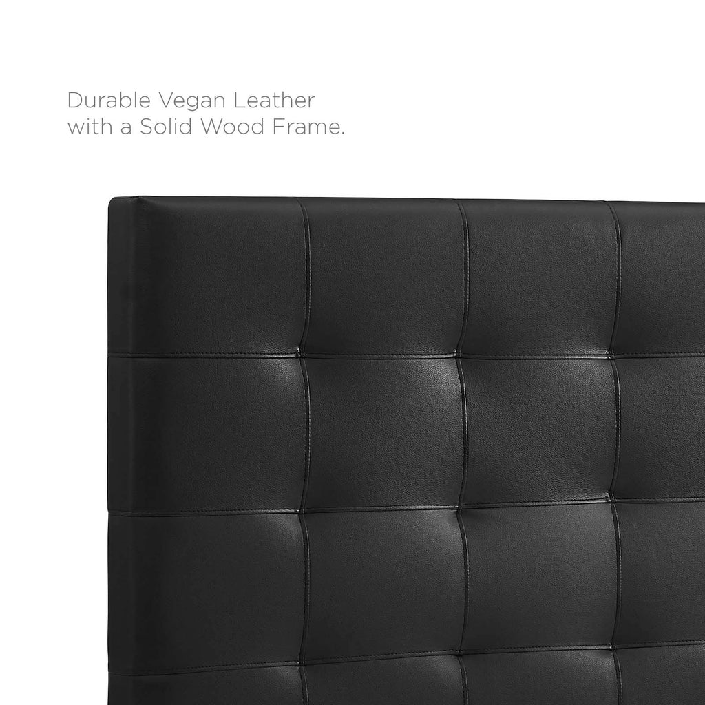 Paisley Tufted Full / Queen Upholstered Faux Leather Headboard in Black