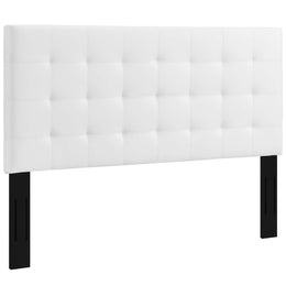 Paisley Tufted Full / Queen Upholstered Faux Leather Headboard in White