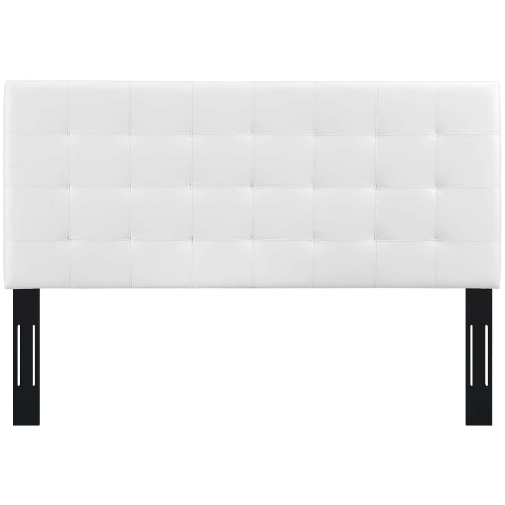 Paisley Tufted Full / Queen Upholstered Faux Leather Headboard in White