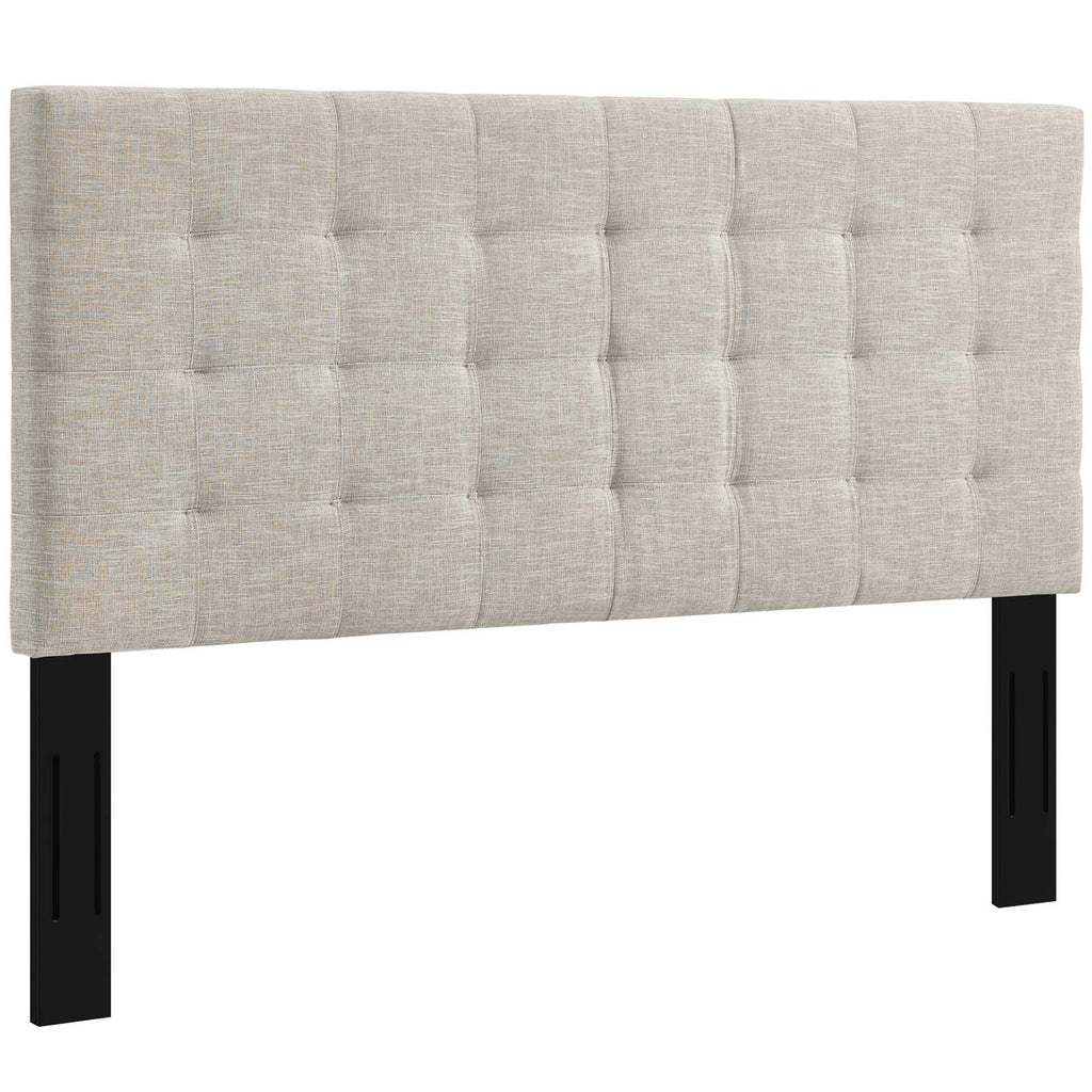 Paisley Tufted King and California King Upholstered Linen Fabric Headboard in Beige