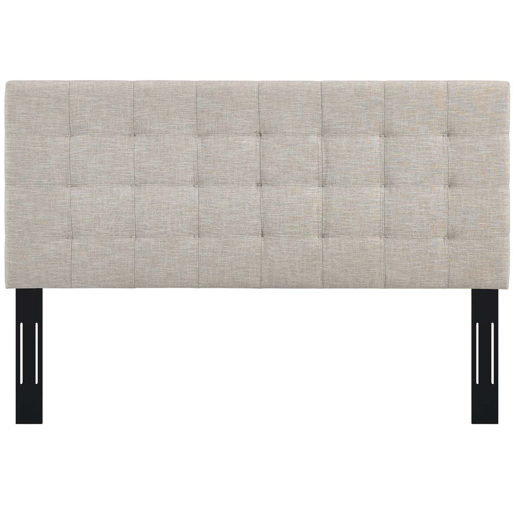 Paisley Tufted King and California King Upholstered Linen Fabric Headboard in Beige