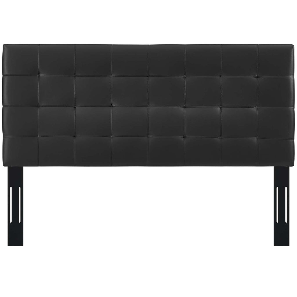 Paisley Tufted King and California King Upholstered Faux Leather Headboard in Black