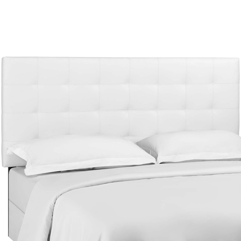 Paisley Tufted King and California King Upholstered Faux Leather Headboard in White