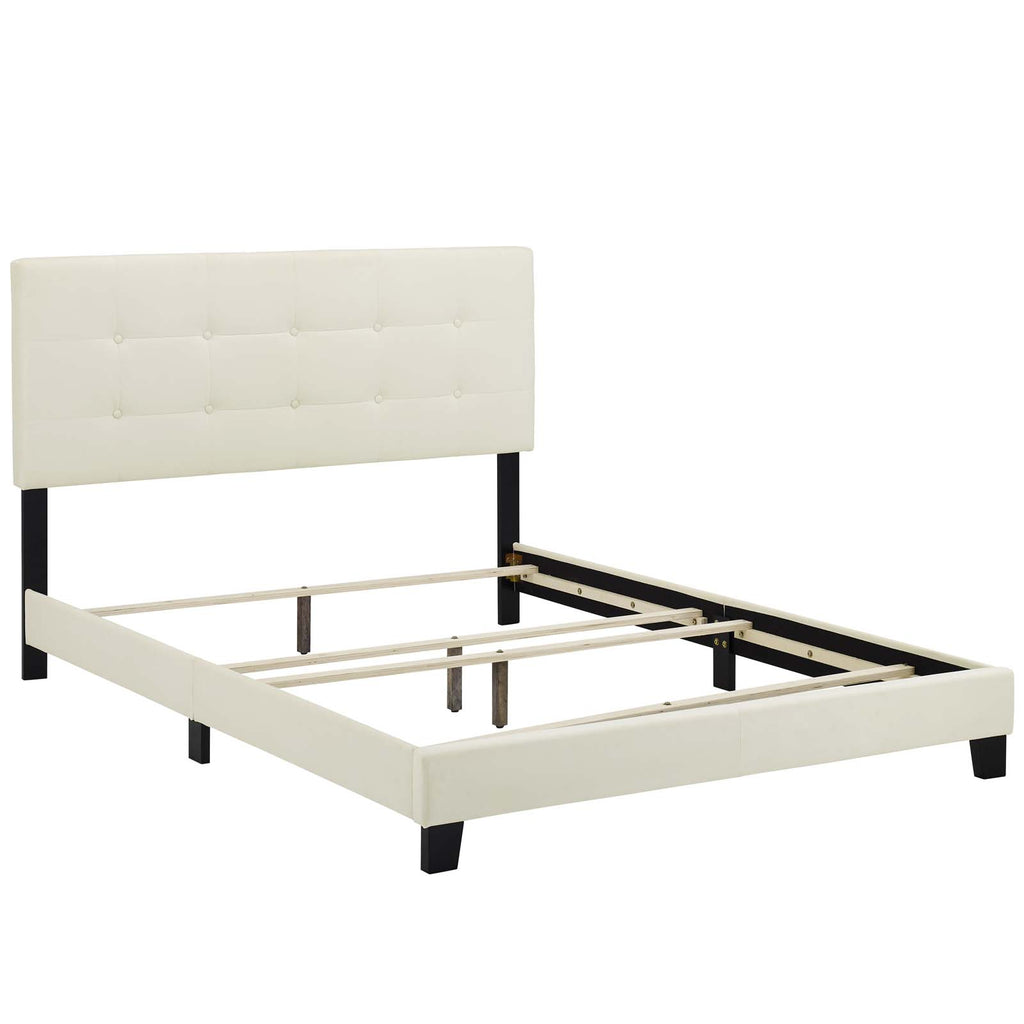 Amira Full Performance Velvet Bed in Ivory