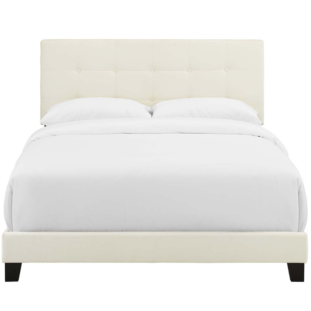 Amira Full Performance Velvet Bed in Ivory