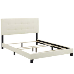 Amira King Performance Velvet Bed in Ivory