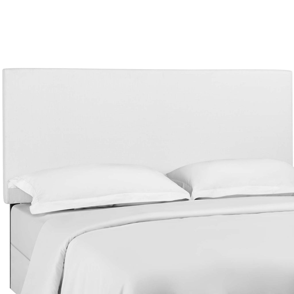 Taylor King and California King Upholstered Linen Fabric Headboard in White